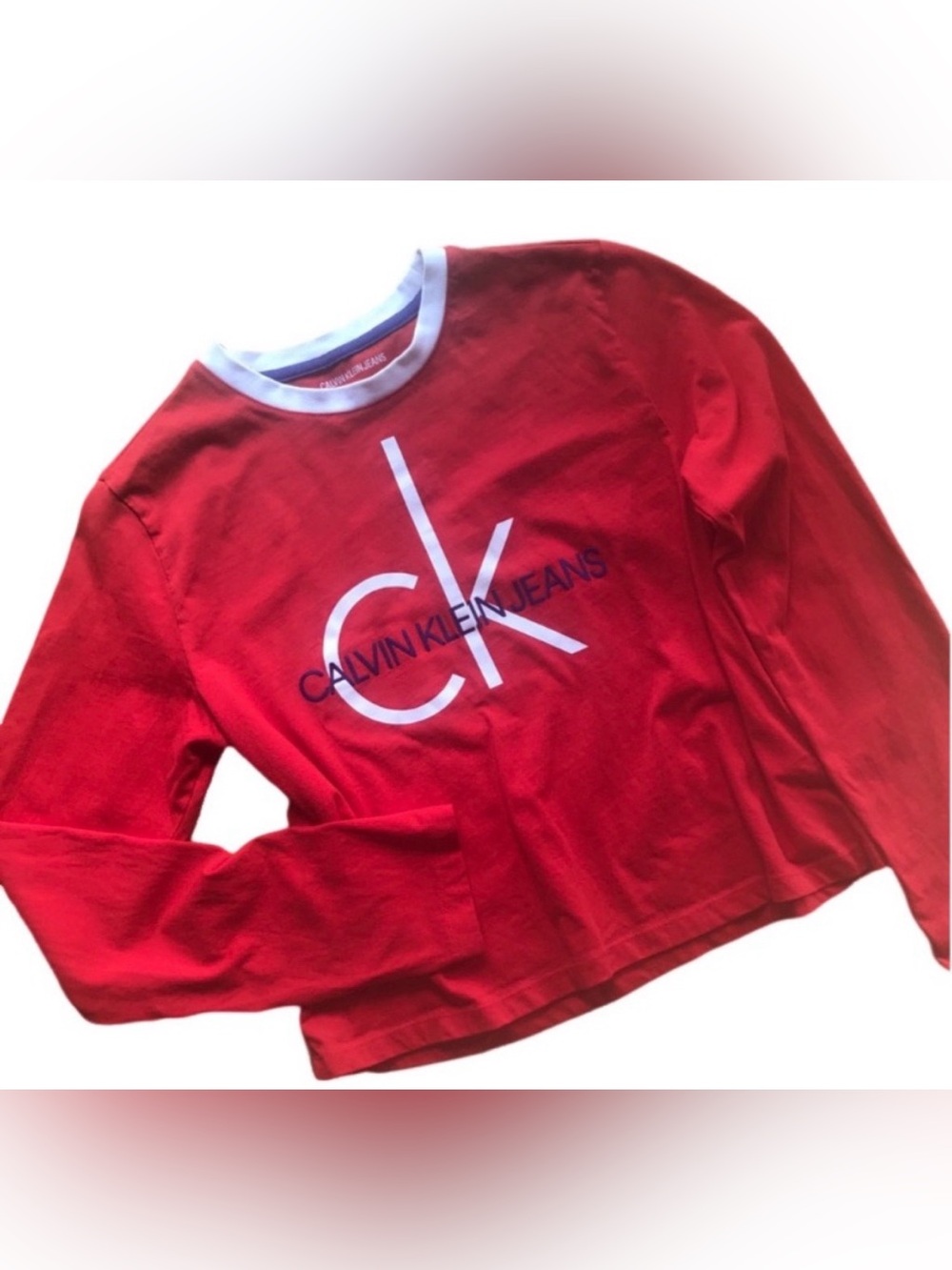 Calvin Klein CK Y2K L red cropped long sleeve t-shirt